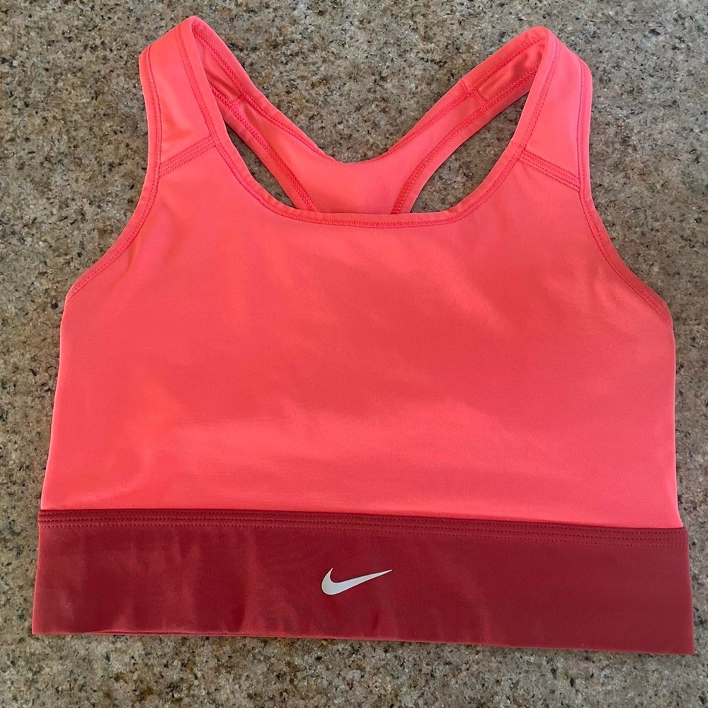 Nike Longline Drift Sports Bra Orange and Red